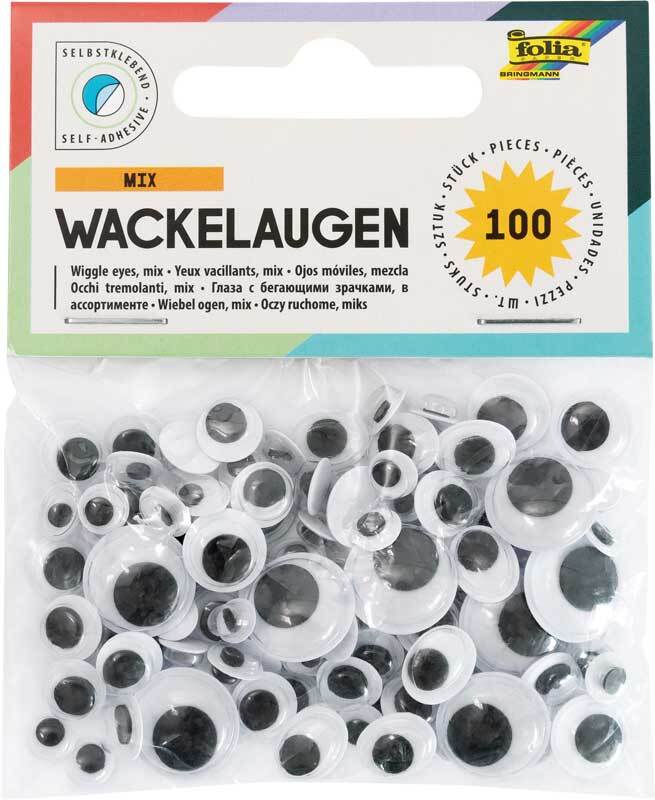 Assortiment yeux mobiles - 100 pces, autocollants