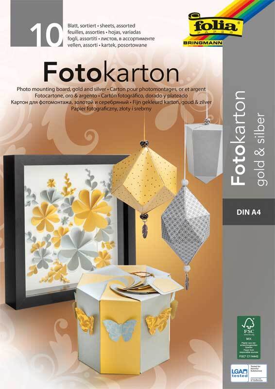 Fotokartonblok - 10 vel, A4, goud en zilver