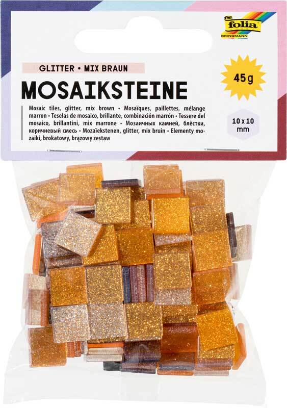 Mosa&#xEF;que m&#xE9;lange paillet&#xE9;e - 10 x 10 mm, brun