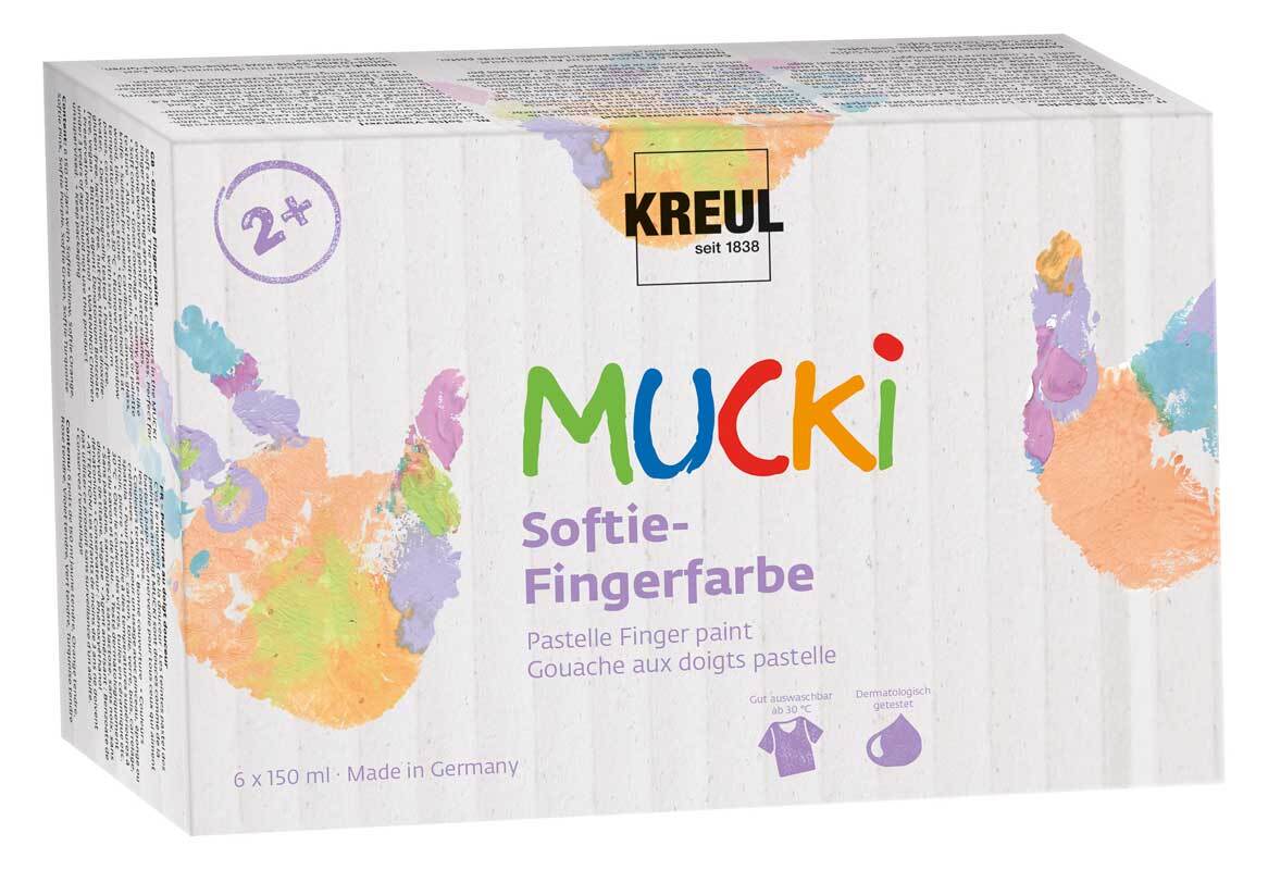 Glittervingerverfset MUCKI Softie - 6 x 150 ml