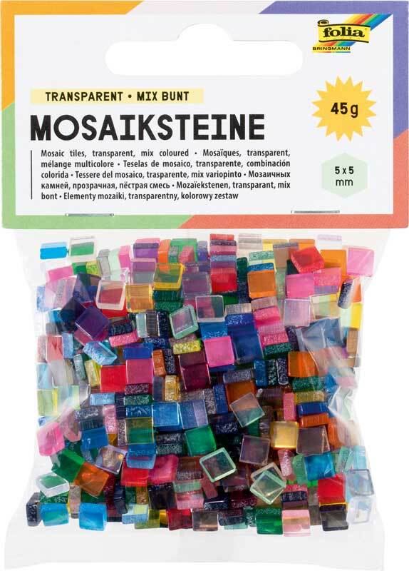 Mozaïekstenen set 45 g - transparant, 5 x 5mm