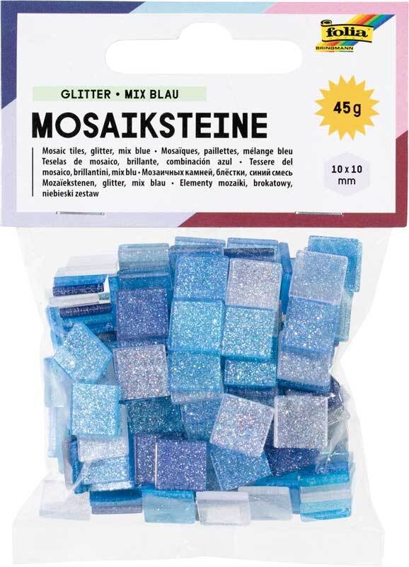 Mozaïek glitter mix - 10 x 10 mm, blauw