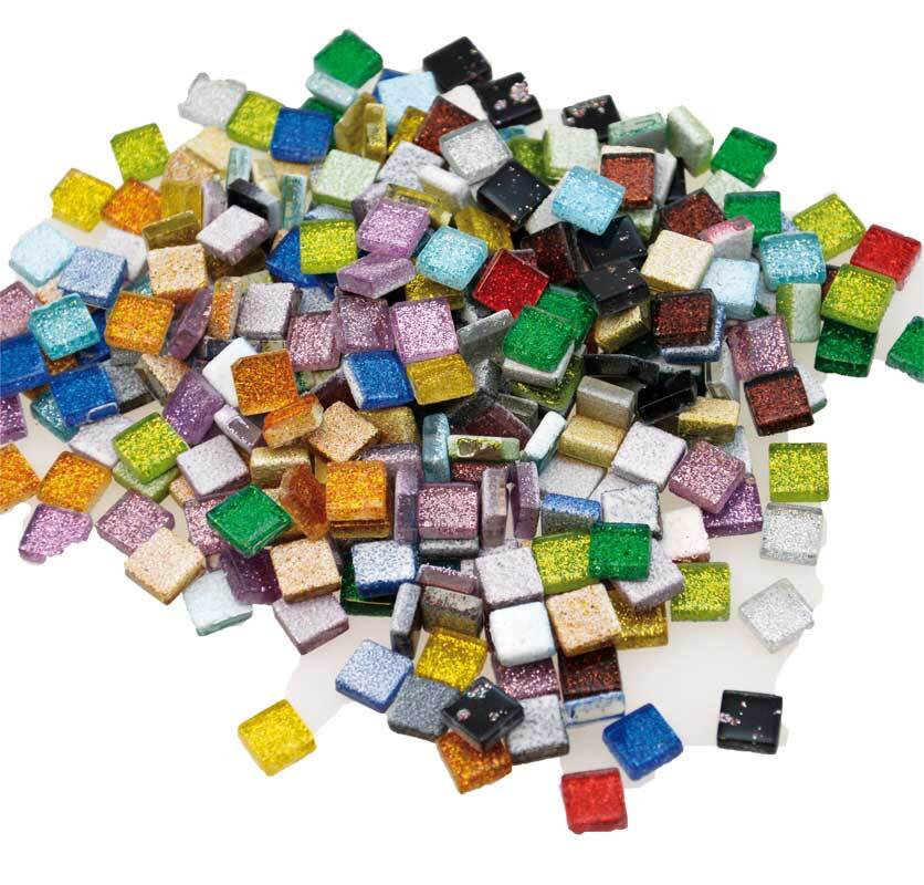 Mozaïeksteentjes 300 stuks - 10 x 10 mm, glitter